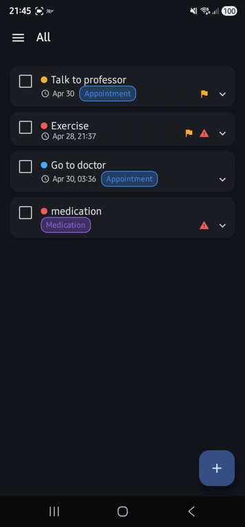 List reminders in Dark Mode